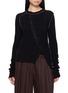 Y'S Asymmetric Contrast Stitch Ribbed Knit Cardigan