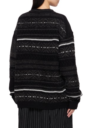 Back View - Click To Enlarge - Y'S - Fringed Tyrolean Henley Neck Knit Sweater