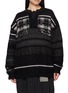 Y'S Fringed Tyrolean Henley Neck Knit Sweater
