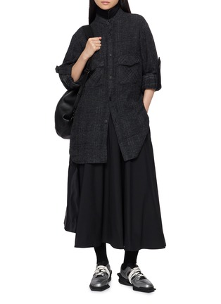 Figure View - Click To Enlarge - Y'S - Herringbone Sleeve Tab Military Shirt