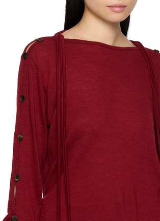  - Y'S - Button Up Sleeve Boat Neck Sweater