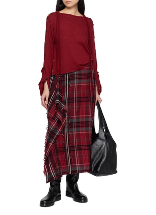 Figure View - Click To Enlarge - Y'S - Button Up Sleeve Boat Neck Sweater