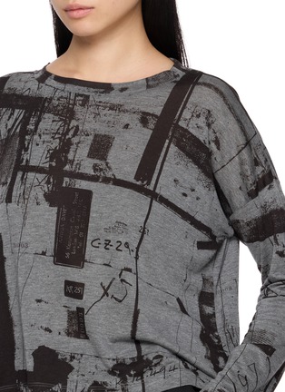  - Y'S - Long Sleeve Abstract Graphic Round Neck T-Shirt