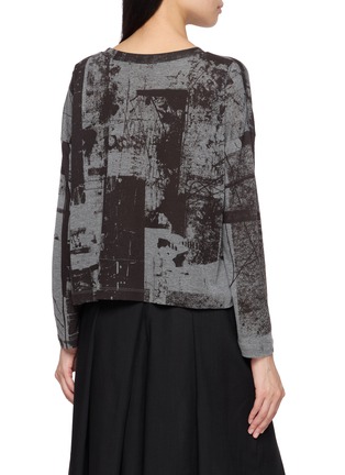 Back View - Click To Enlarge - Y'S - Long Sleeve Abstract Graphic Round Neck T-Shirt