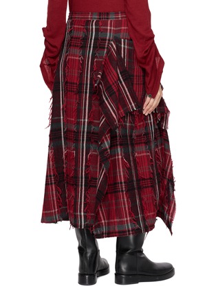 Back View - Click To Enlarge - Y'S - Draped Tartan Midi Skirt