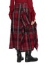 Back View - Click To Enlarge - Y'S - Draped Tartan Midi Skirt