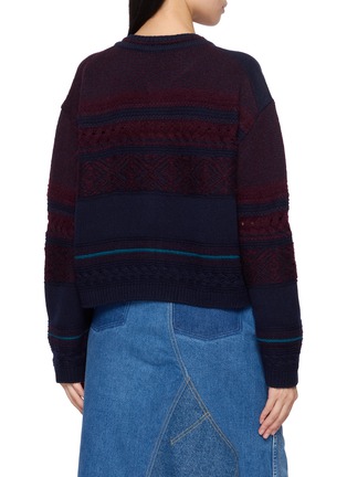 Back View - Click To Enlarge - Y'S - Tyrolean Patchwork Intarsia Knit Cardigan