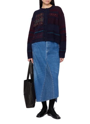 Figure View - Click To Enlarge - Y'S - Tyrolean Patchwork Intarsia Knit Cardigan