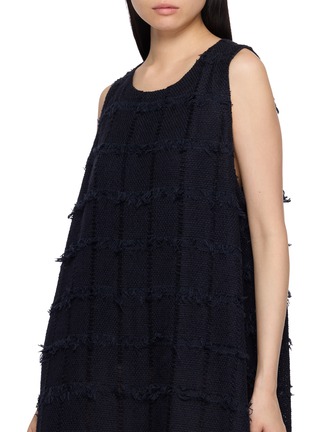  - Y'S - Sleeveless Frayed Chequered Knit Maxi Dress