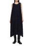 Y'S Sleeveless Frayed Chequered Knit Maxi Dress