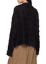 Back View - Click To Enlarge - Y'S - Asymmetric Frayed Chequered Knit Jacket