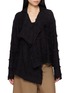 Y'S Asymmetric Frayed Chequered Knit Jacket