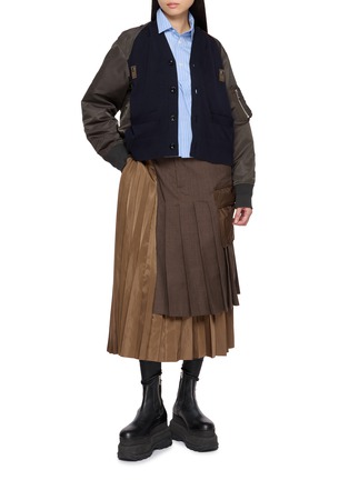 Figure View - Click To Enlarge - SACAI - Hybrid Nylon Knit Cardigan