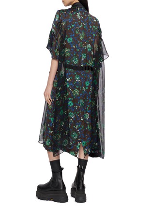 Back View - Click To Enlarge - SACAI - Floral Print Contrast Panel Dress