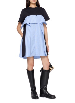 Figure View - Click To Enlarge - SACAI - Hybrid Poplin Jersey Long T-shirt