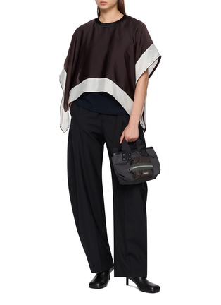 Figure View - Click To Enlarge - SACAI - Short Sleeve Contrast Trim Satin Cotton Jersey Top