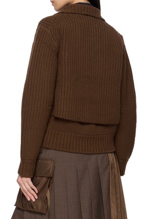 Back View - Click To Enlarge - SACAI - Double Breasted Layered Wool Knit Suiting Jacket