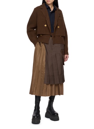 Figure View - Click To Enlarge - SACAI - Double Breasted Layered Wool Knit Suiting Jacket