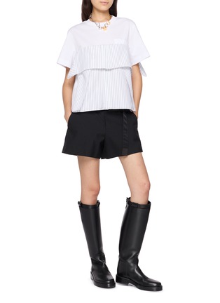 Figure View - Click To Enlarge - SACAI - Hybrid Poplin Jersey T-shirt