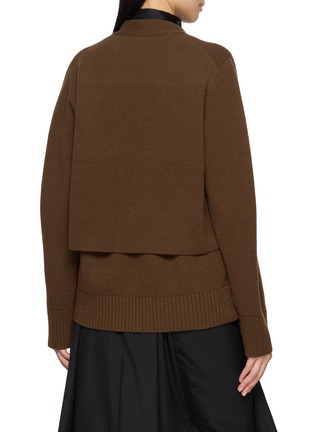 Back View - Click To Enlarge - SACAI - Hybrid Layered Scarf Neck Cardigan