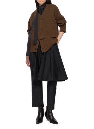 Figure View - Click To Enlarge - SACAI - Hybrid Layered Scarf Neck Cardigan