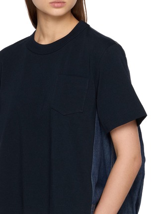  - SACAI - Hybrid Cotton Jersey Denim Back Panel T-shirt