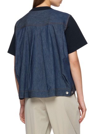 Back View - Click To Enlarge - SACAI - Hybrid Cotton Jersey Denim Back Panel T-shirt