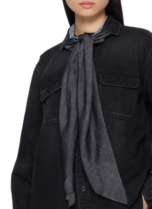  - SACAI - Long Sleeve Tie-Neck Denim Shirt