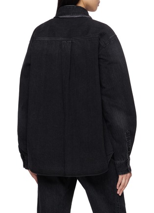 Back View - Click To Enlarge - SACAI - Long Sleeve Tie-Neck Denim Shirt