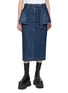 SACAI Denim Overlay Midi Pencil Skirt