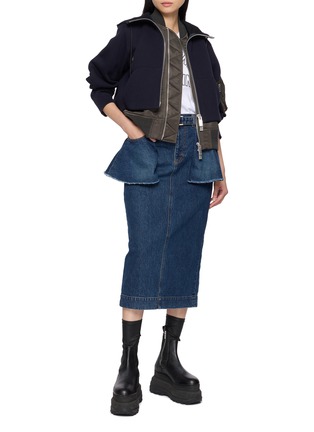 Figure View - Click To Enlarge - SACAI - Denim Overlay Midi Pencil Skirt