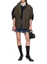 Figure View - Click To Enlarge - SACAI - Double Layer Denim Nylon Twill Shorts