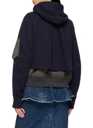 Back View - Click To Enlarge - SACAI - Sponge Hybrid Layered Hoodie Sweater
