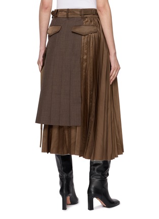 Back View - Click To Enlarge - SACAI - Hybrid Pleated Suiting Nylon Twill Skirt