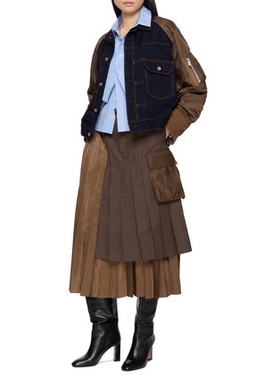 Figure View - Click To Enlarge - SACAI - Hybrid Denim Blouson Jacket