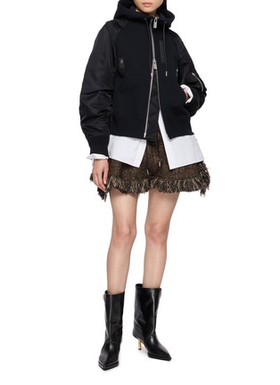 Figure View - Click To Enlarge - SACAI - Tweed Frayed Hem Shorts