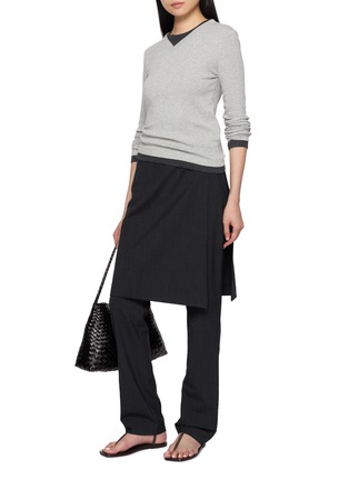 Figure View - Click To Enlarge - ST. AGNI - Layered V-Neck Long Sleeve Top