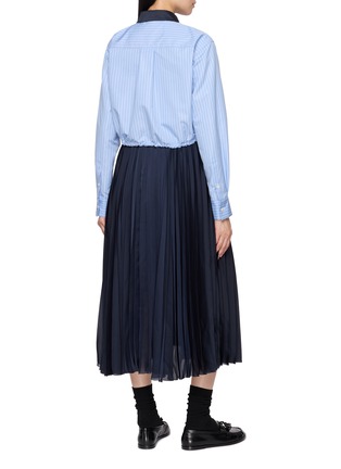 Back View - Click To Enlarge - SACAI - Hybrid Poplin Satin Shirt Dress