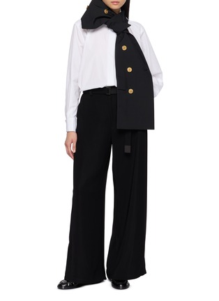 Figure View - Click To Enlarge - SACAI - Wide Leg Crepe Back Satin Pants
