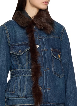  - SACAI - Asymmetric Fur Trim Cotton Denim Jacket