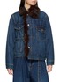 Main View - Click To Enlarge - SACAI - Asymmetric Fur Trim Cotton Denim Jacket