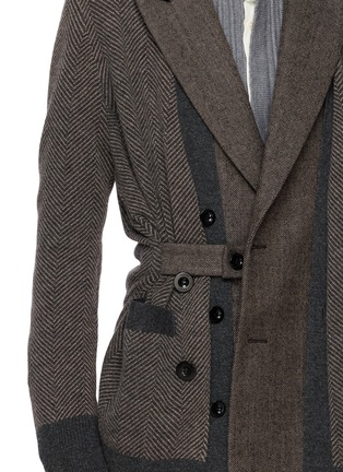  - SACAI - Layered Herringbone Wool Knit Cardigan