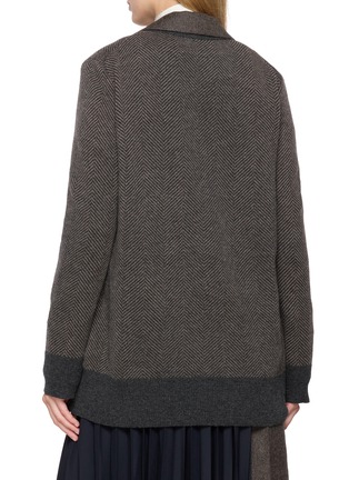 Back View - Click To Enlarge - SACAI - Layered Herringbone Wool Knit Cardigan