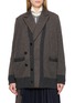 SACAI Layered Herringbone Wool Knit Cardigan
