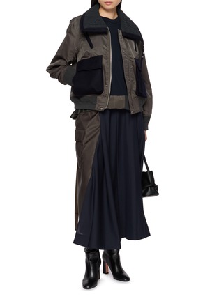 Figure View - Click To Enlarge - SACAI - Convertible Collar Hybrid Blouson Jacket