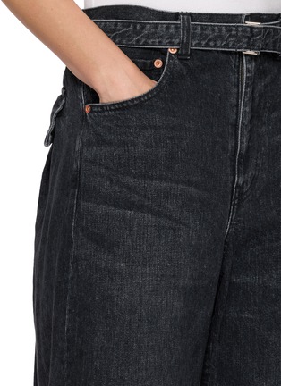  - SACAI - Belted Wide Leg Cotton Denim Jeans