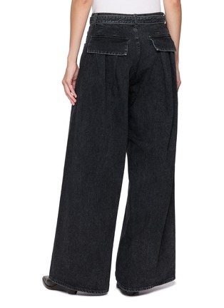 Back View - Click To Enlarge - SACAI - Belted Wide Leg Cotton Denim Jeans
