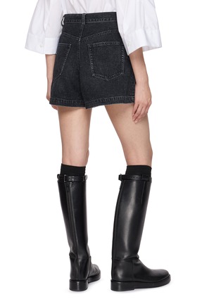 Back View - Click To Enlarge - SACAI - Hybrid Tweed Front Dark Wash Denim Shorts