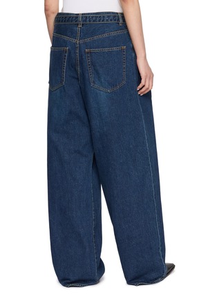 Back View - Click To Enlarge - SACAI - Belted Wide Leg Cotton Denim Jeans