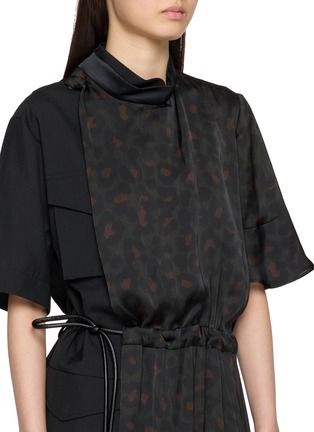  - SACAI - Leopard Panel Drawstring Midi Dress